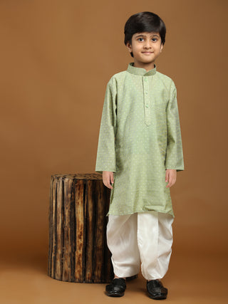 Pro-Ethic Style Developer Boys Traditional Dhoti Kurta For Kid's Ethnic Wear | Cotton Dhoti Kurta (Green)