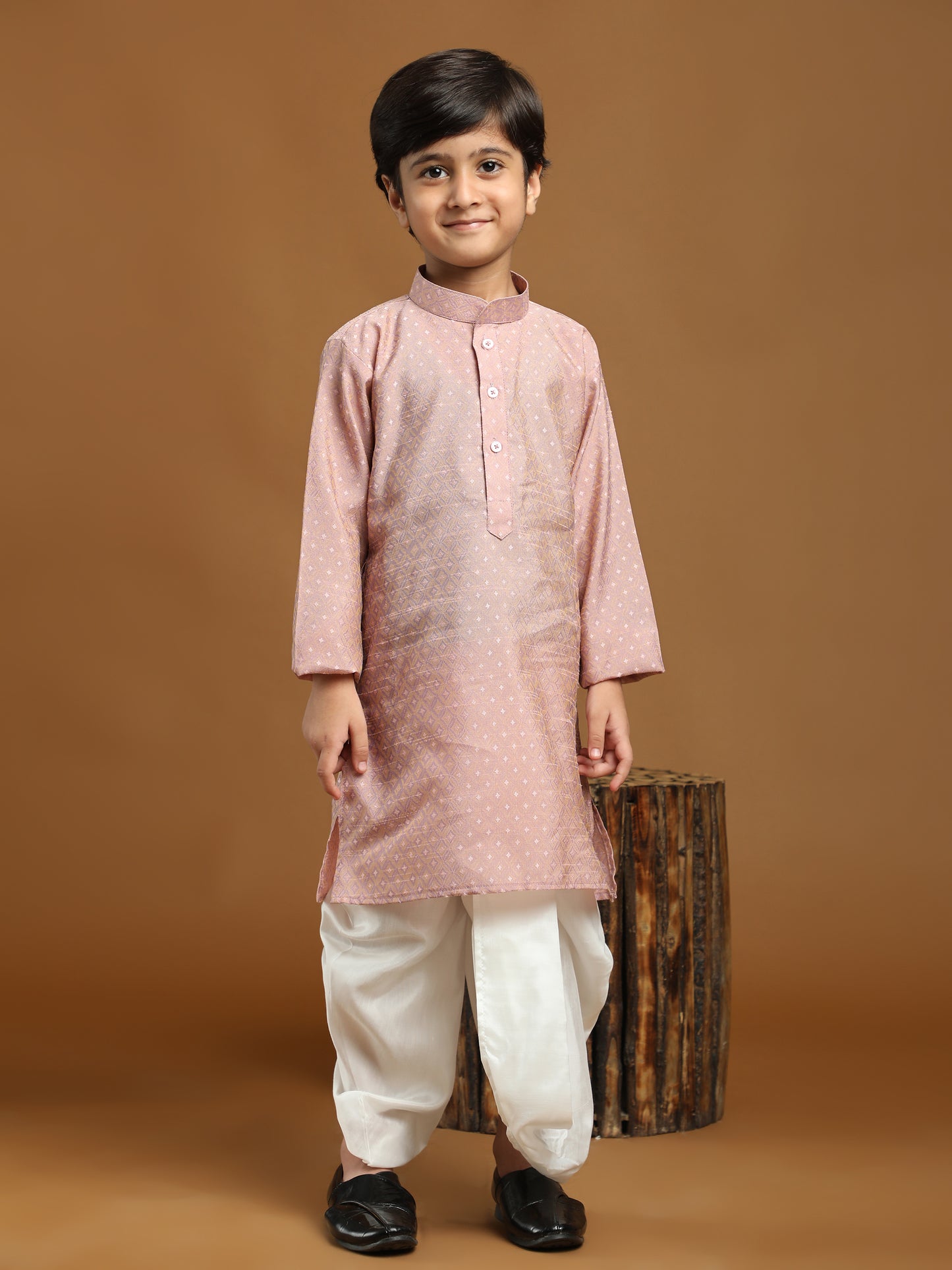 Pro-Ethic Style Developer Boys Traditional Dhoti Kurta For Kid's Ethnic Wear | Cotton Dhoti Kurta (Pink)