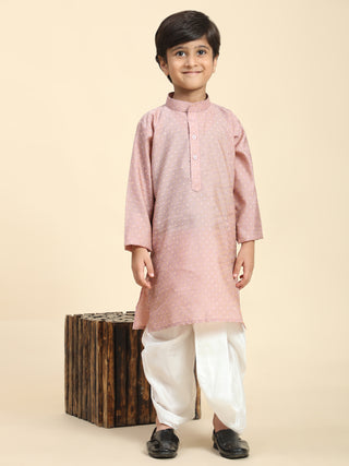 Pro-Ethic Style Developer Boys Traditional Dhoti Kurta For Kid's Ethnic Wear | Cotton Dhoti Kurta (Pink)