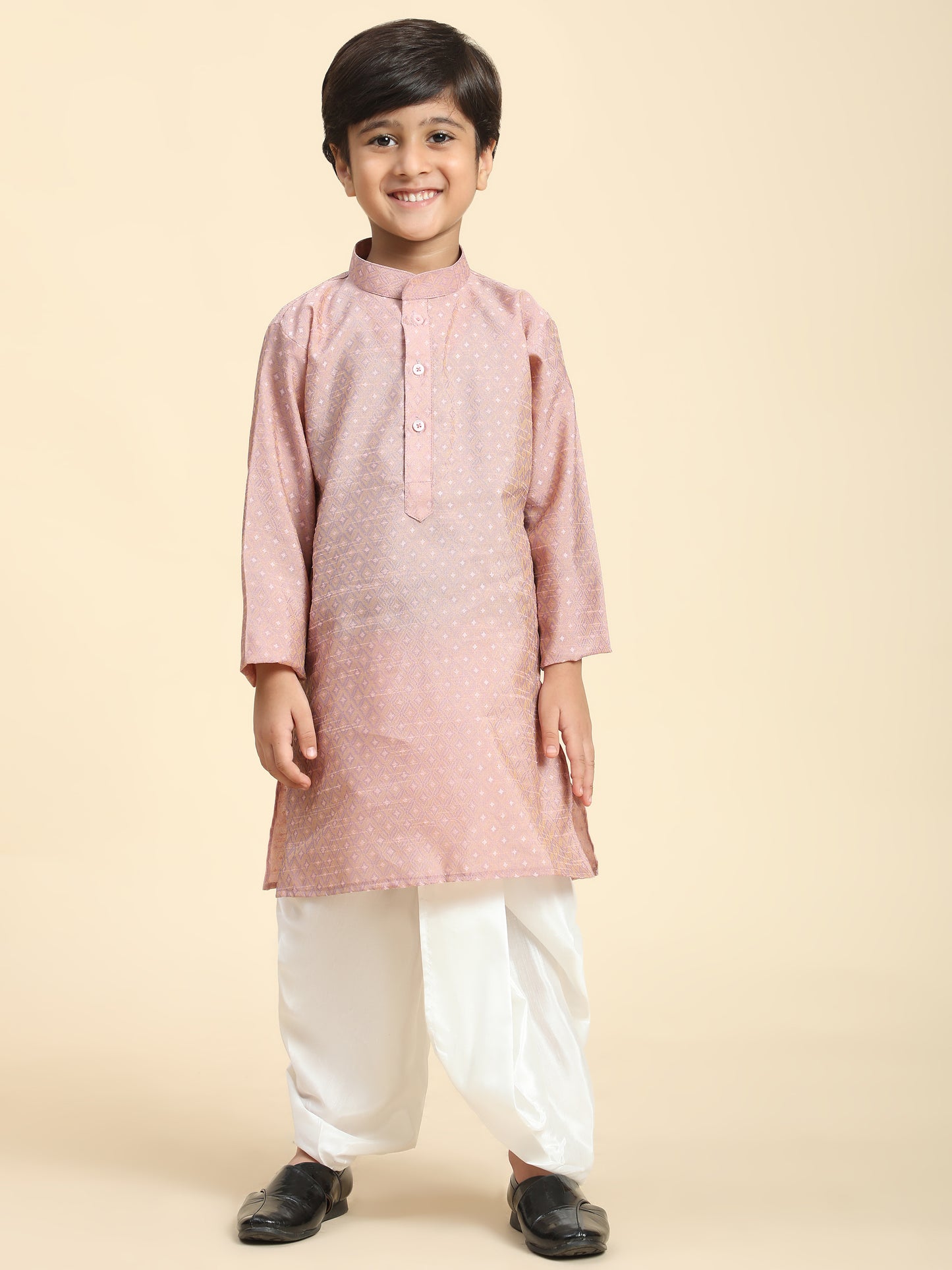 Pro-Ethic Style Developer Boys Traditional Dhoti Kurta For Kid's Ethnic Wear | Cotton Dhoti Kurta (Pink)