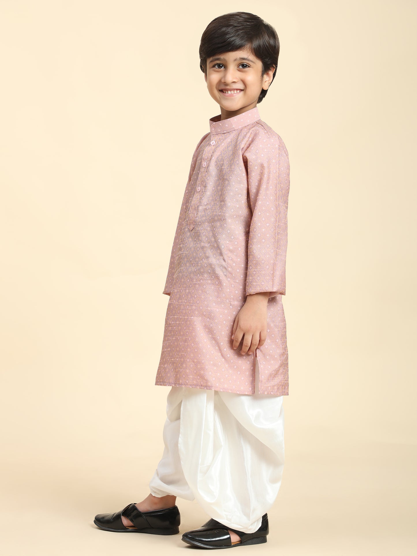 Pro-Ethic Style Developer Boys Traditional Dhoti Kurta For Kid's Ethnic Wear | Cotton Dhoti Kurta (Pink)