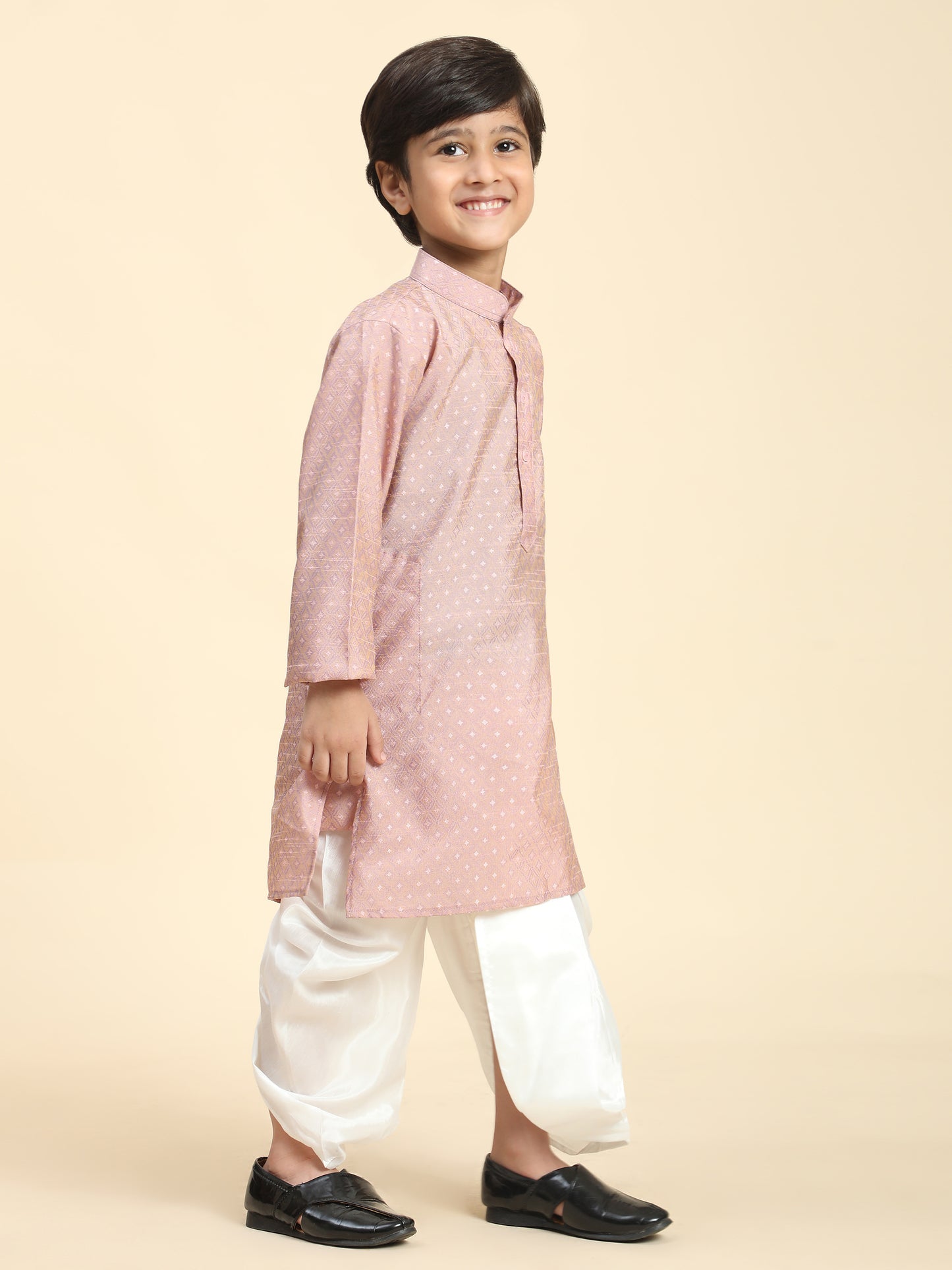 Pro-Ethic Style Developer Boys Traditional Dhoti Kurta For Kid's Ethnic Wear | Cotton Dhoti Kurta (Pink)