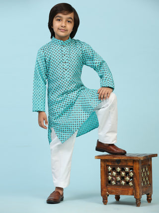Pro-Ethic Style Developer Boys Cotton Kurta Pajama for Kid's Ethnic Wear | Cotton Kurta Pajama (S-239), Firozi