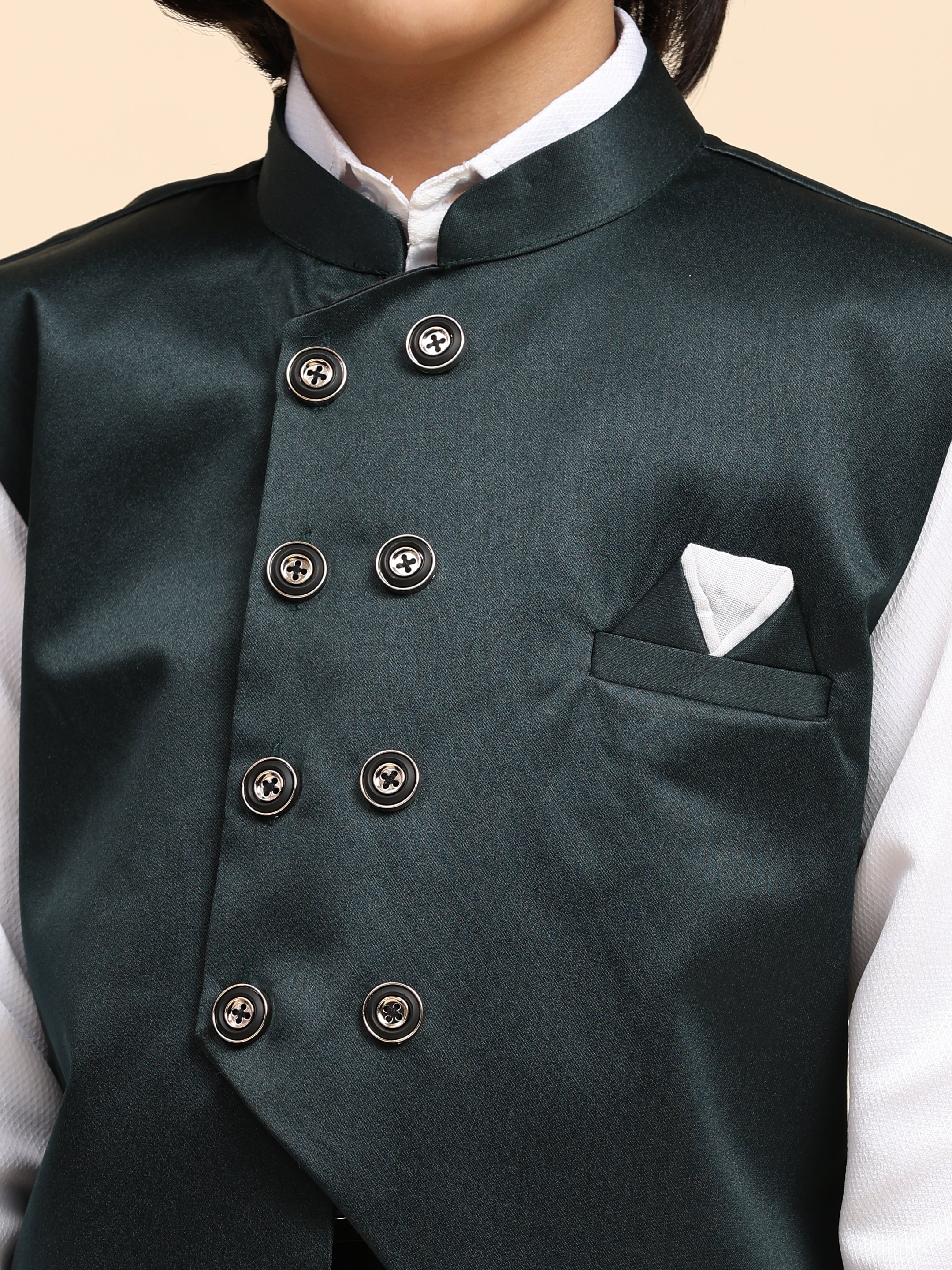 Pro-Ethic Style Developer Boy's Dark Green 3 Piece Suit Set for Kids Cotton Plain Pattern