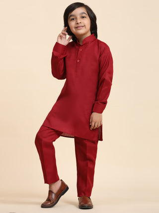 Pro-Ethic Style Developer Boys Cotton Kurta Pajama with Waistcoat for Kid's Ethnic Wear (S-242) Maroon