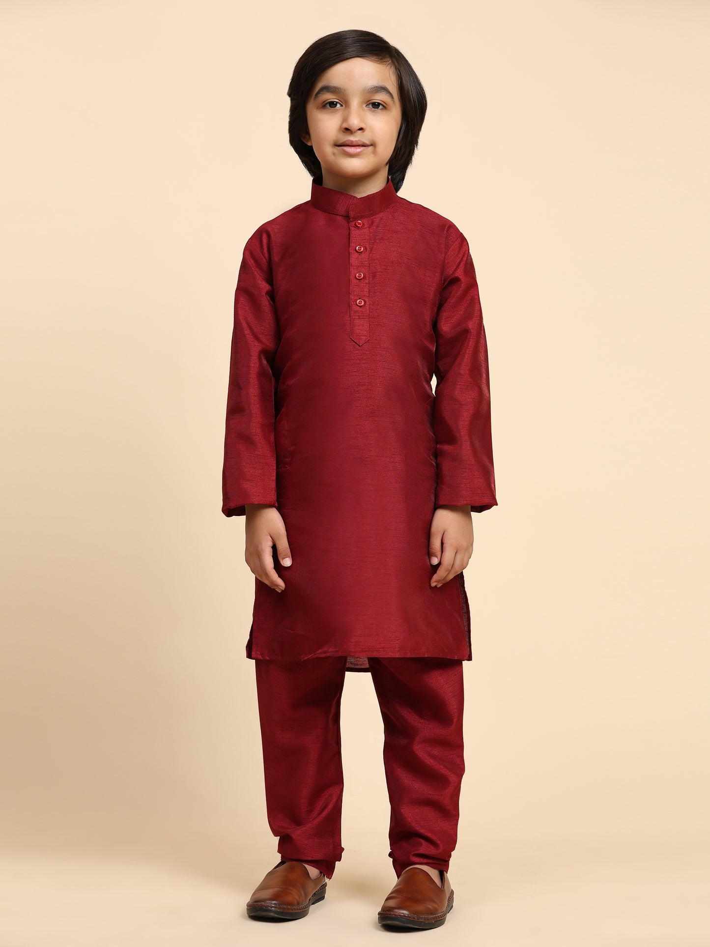 Pro-Ethic Style Developer Kurta Pajama for Kids Boys with Waistcoat | Silk | Floral | Traditional Dress (S-240)