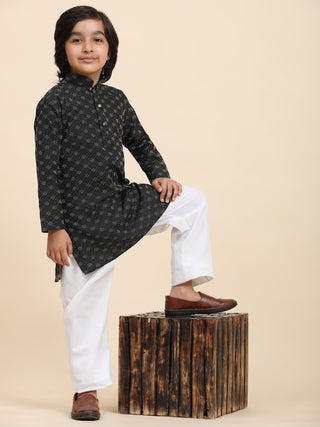 Pro-Ethic Style Developer Boys Cotton Kurta Pajama for Kid's Ethnic Wear (S-244) Black