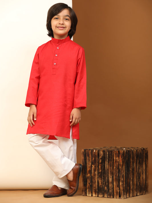 Pro-Ethic Style Developer Maroon Boy's Cotton Self Design Kurta Pyjama for Kids Ethnic Wear (S-241)