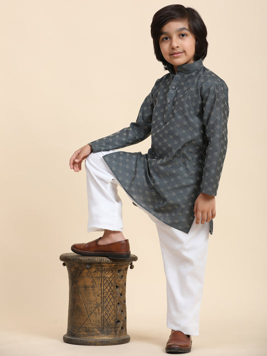 Pro-Ethic Style Developer Boys Cotton Kurta Pajama for Kid's Ethnic Wear (S-244) Grey