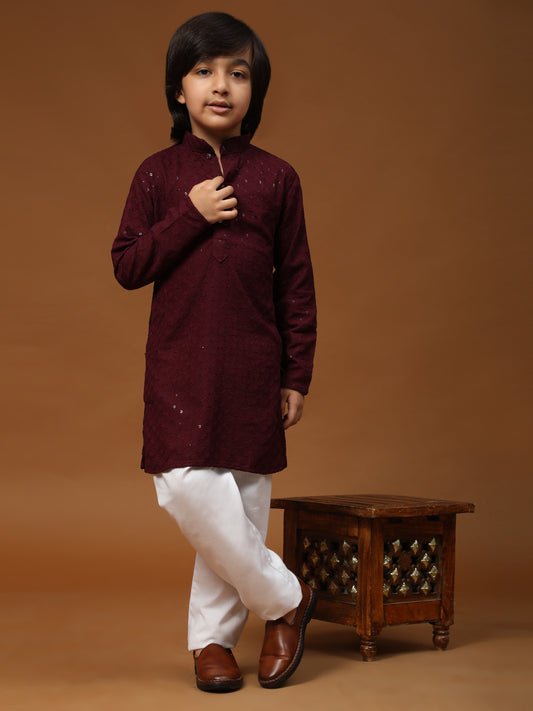 Pro-Ethic Style Developer Boys Cotton Kurta Pajama for Kid's Ethnic Wear | Cotton Kurta Pajama (S-227), Purple