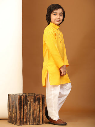 Pro-Ethic Style Developer Boys Yellow Cotton Kurta Pajama for Kid's Ethnic Wear (S-245)