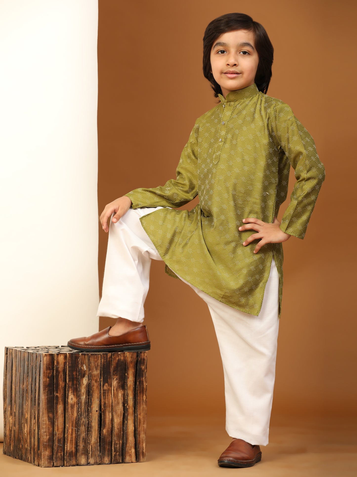 Pro-Ethic Style Developer Boys Cotton Kurta Pajama for Kid's Ethnic Wear (S-244) Green