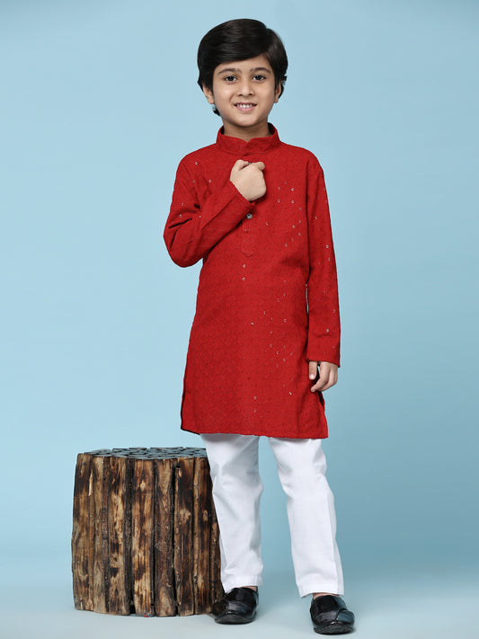 Pro-Ethic Style Developer Boys Cotton Kurta Pajama for Kid's Ethnic Wear | Cotton Kurta Pajama (S-227), Maroon