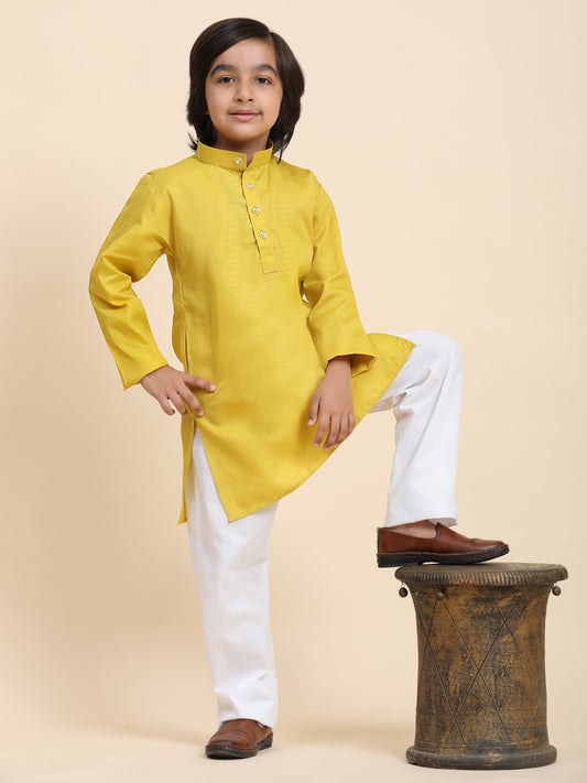 Pro-Ethic Style Developer Lemon Boy's Cotton Self Design Kurta Pyjama for Kids Ethnic Wear (S-241)