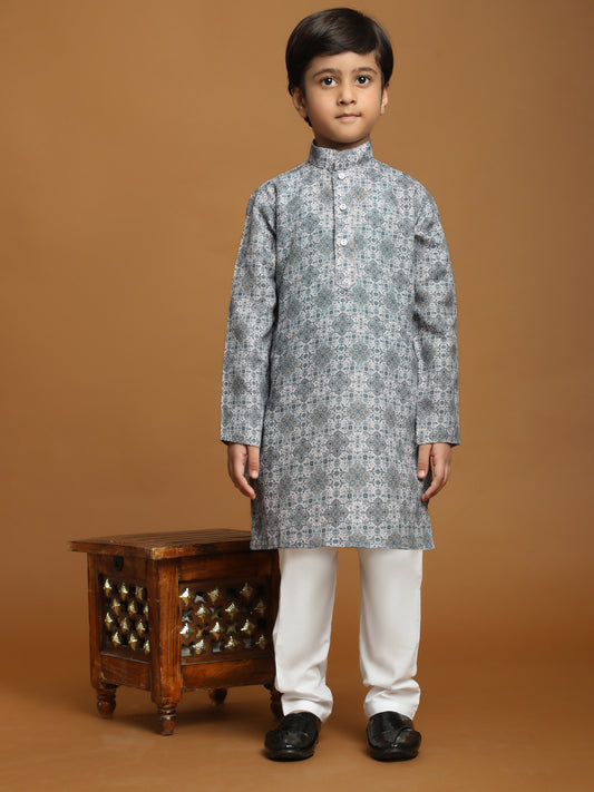 Pro-Ethic Style Developer Boys Cotton Kurta Pajama for Kid's Ethnic wear for Boys (Grey)