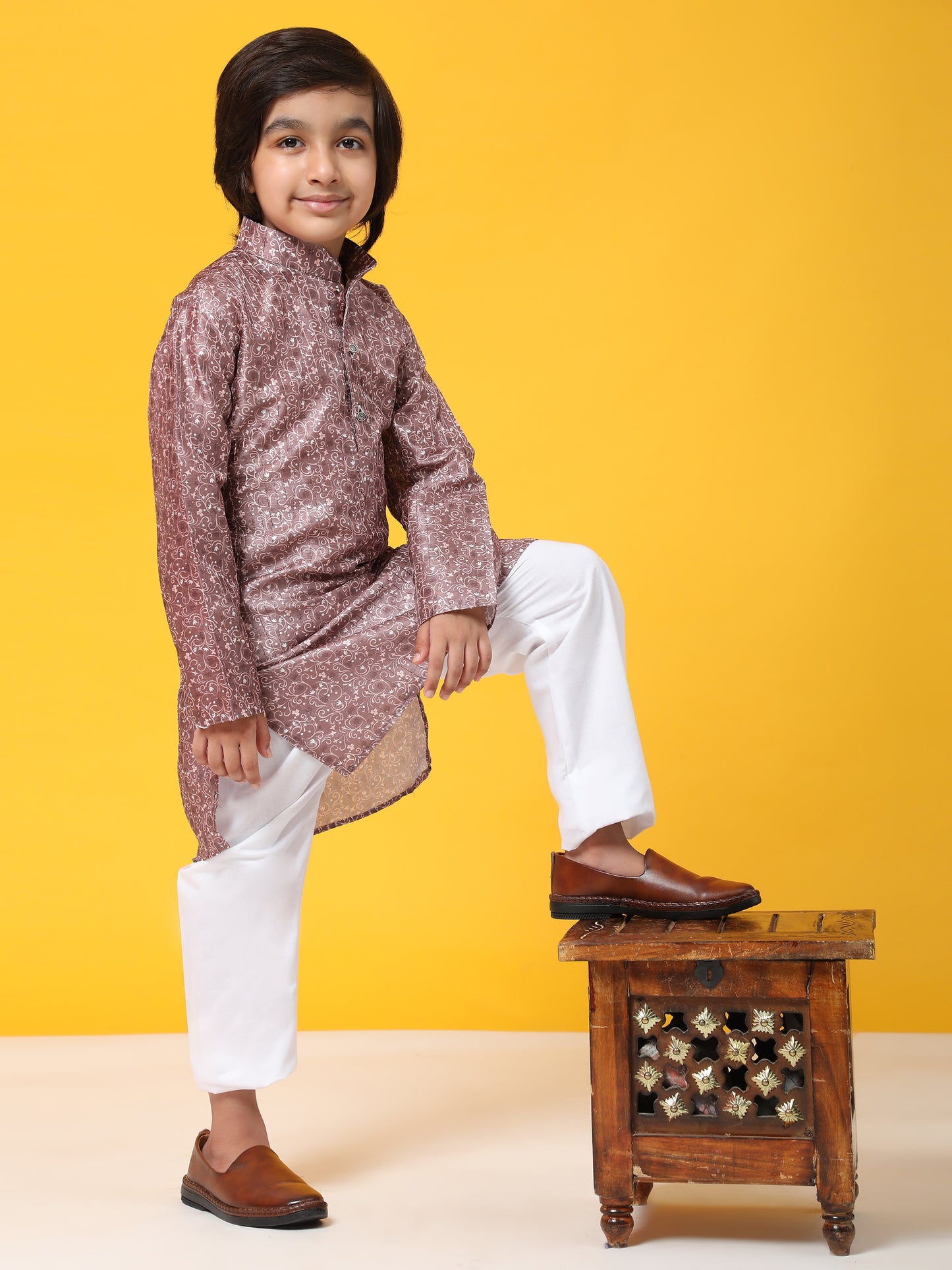 Pro-Ethic Style Developer Boys Silk Kurta Pajama for Kid's Ethnic Wear | Jacquard Silk Kurta Pajama (S-237), Pink