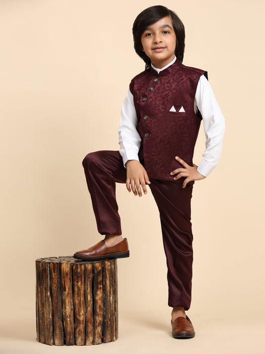 Pro-Ethic Style Developer Boy's 3 Piece Suit Set Cotton Stylish Pattern (T-135) Maroon