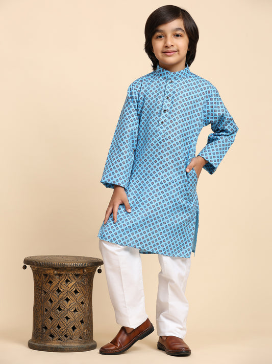 Pro-Ethic Style Developer Boys Cotton Kurta Pajama for Kid's Ethnic Wear | Cotton Kurta Pajama (S-239), Blue