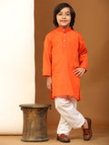 Pro-Ethic Style Developer Dark Orange Boy's Cotton Self Design Kurta Pyjama for Kids Ethnic Wear (S-241)