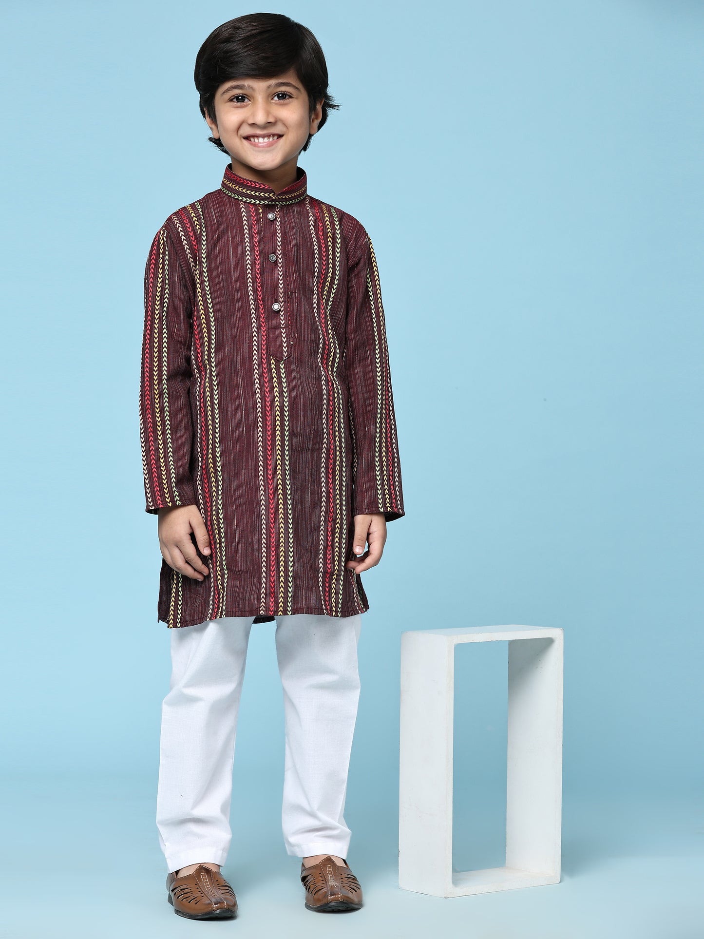 Pro-Ethic Style Developer Boys Cotton Kurta Pajama for Kid's Ethnic Wear | Cotton Kurta Pajama (S-228), Maroon