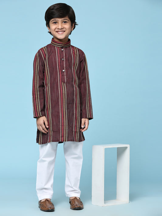 Pro-Ethic Style Developer Boys Cotton Kurta Pajama for Kid's Ethnic Wear | Cotton Kurta Pajama (S-228), Maroon