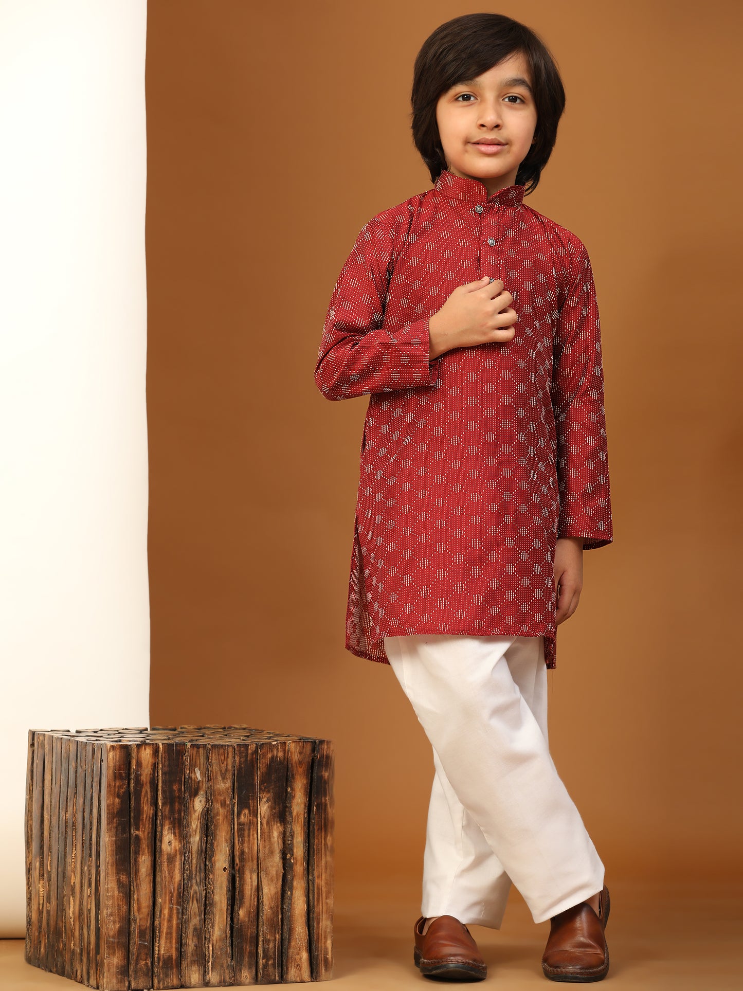 Pro-Ethic Style Developer Boys Cotton Kurta Pajama for Kid's Ethnic Wear (S-244) Maroon