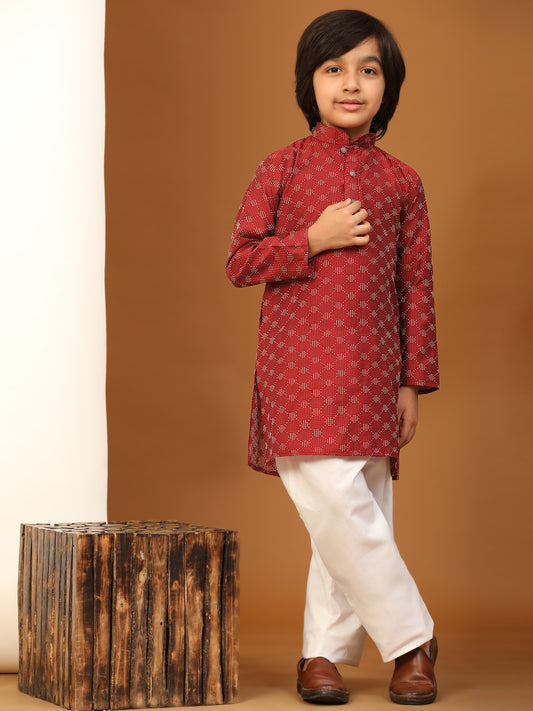 Pro-Ethic Style Developer Boys Cotton Kurta Pajama for Kid's Ethnic Wear (S-244) Maroon