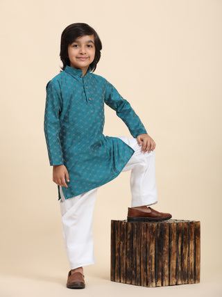 Pro-Ethic Style Developer Boys Cotton Kurta Pajama for Kid's Ethnic Wear (S-244) Firozi