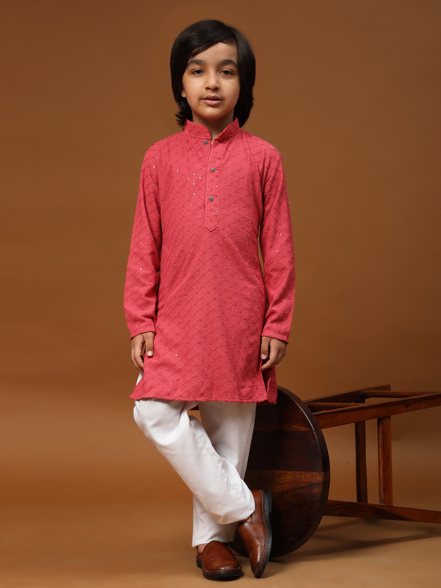 Pro-Ethic Style Developer Boys Cotton Kurta Pajama for Kid's Ethnic Wear | Cotton Kurta Pajama (S-227), Pink