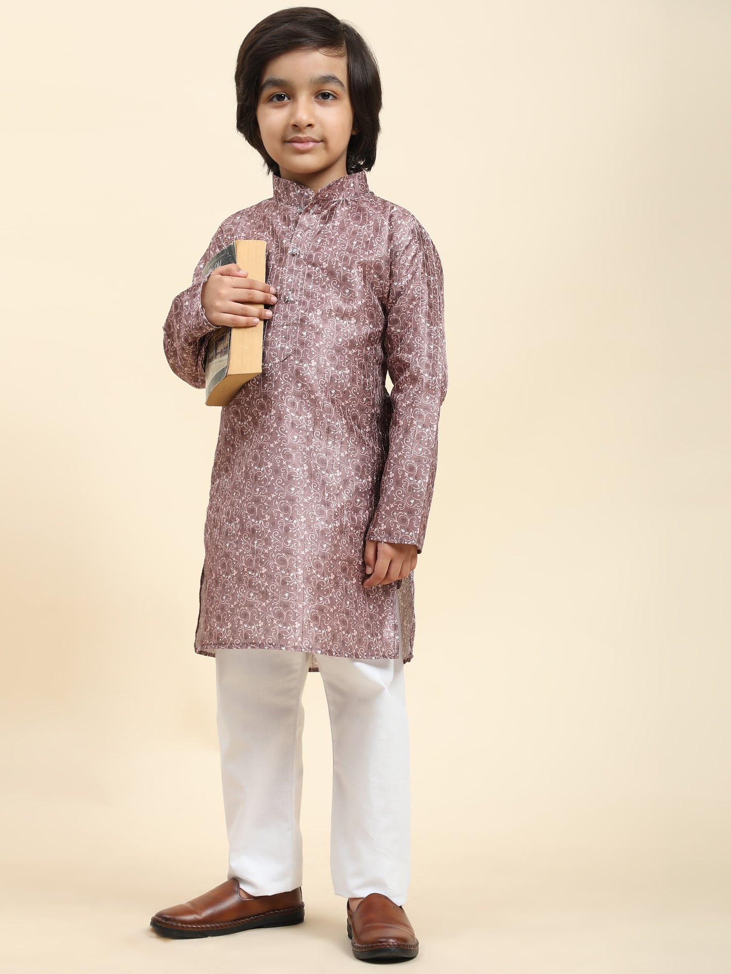 Pro-Ethic Style Developer Boys Silk Kurta Pajama for Kid's Ethnic Wear | Jacquard Silk Kurta Pajama (S-237), Pink