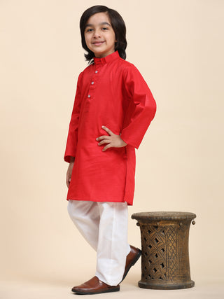 Pro-Ethic Style Developer Maroon Boy's Cotton Self Design Kurta Pyjama for Kids Ethnic Wear (S-241)
