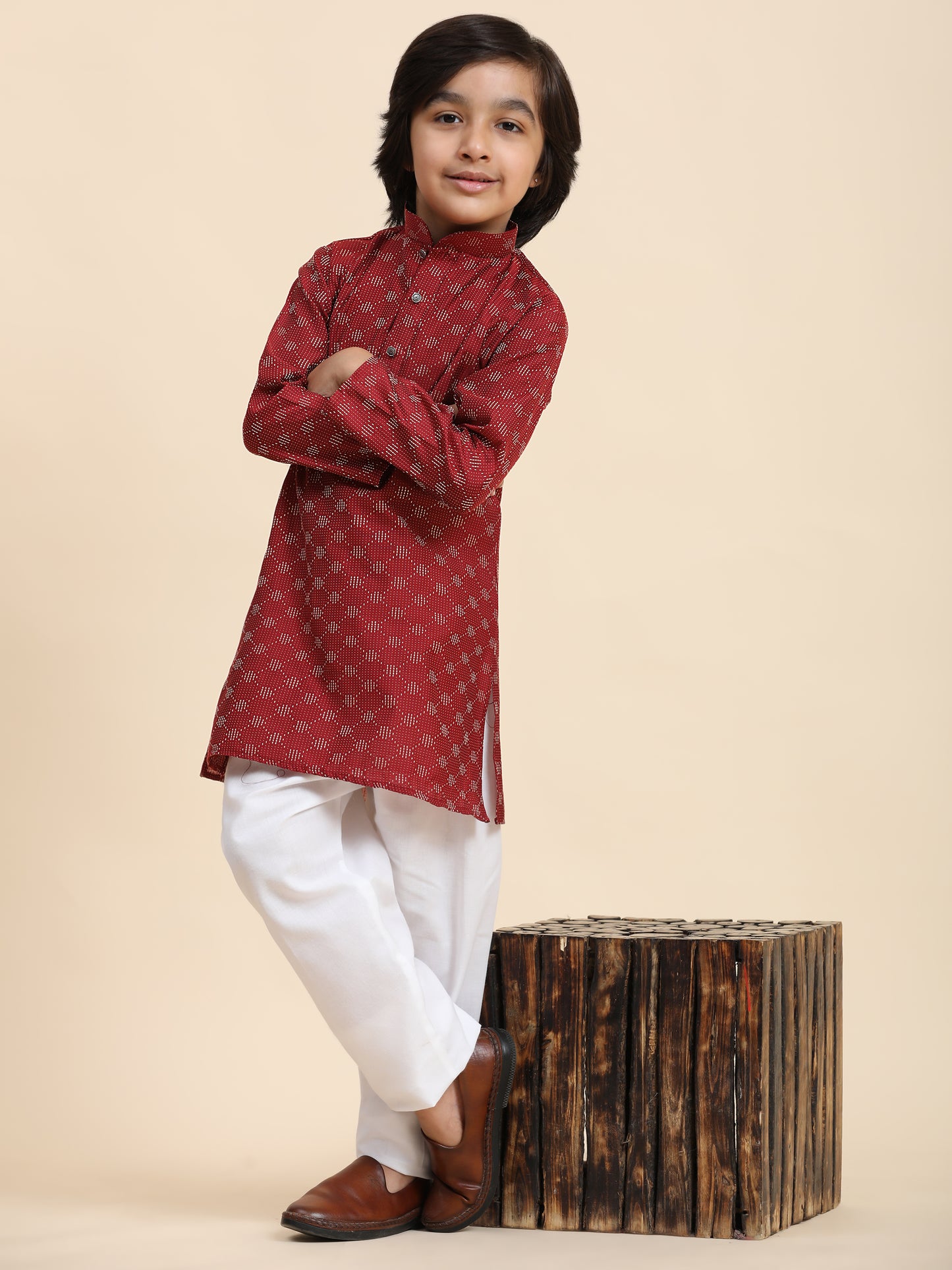 Pro-Ethic Style Developer Boys Cotton Kurta Pajama for Kid's Ethnic Wear (S-244) Maroon