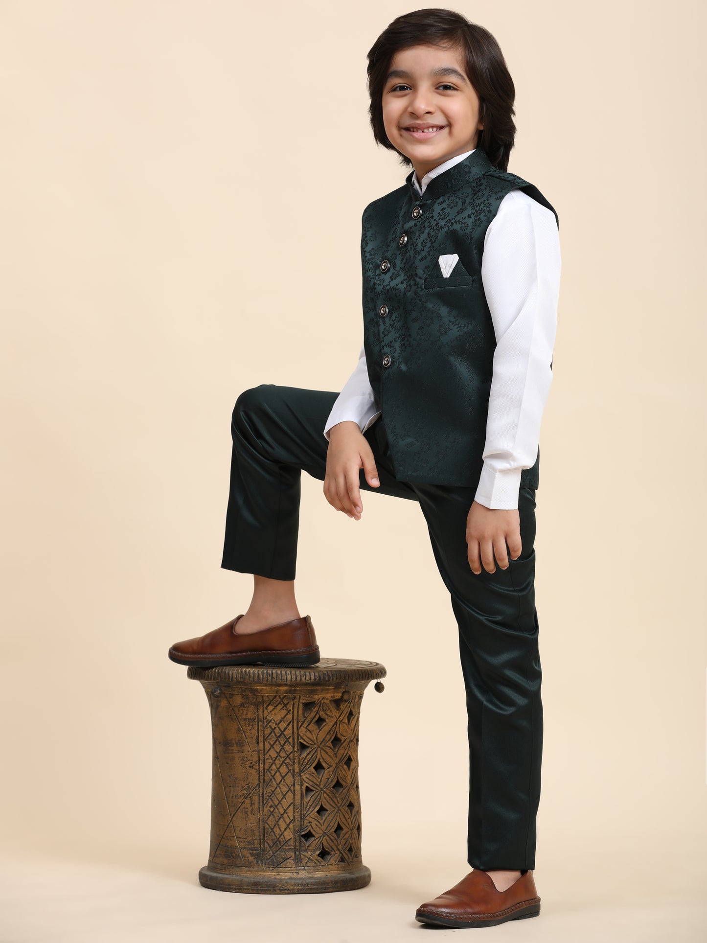 Pro-Ethic Style Developer Boy's 3 Piece Suit Set Cotton Stylish Pattern (T-135) Dark Green