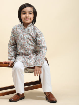Pro-Ethic Style Developer Boys Silk Kurta Pajama for Kid's Boys Ethnic Wear | Jacquard Silk Kurta Pajama (S-236), Orange