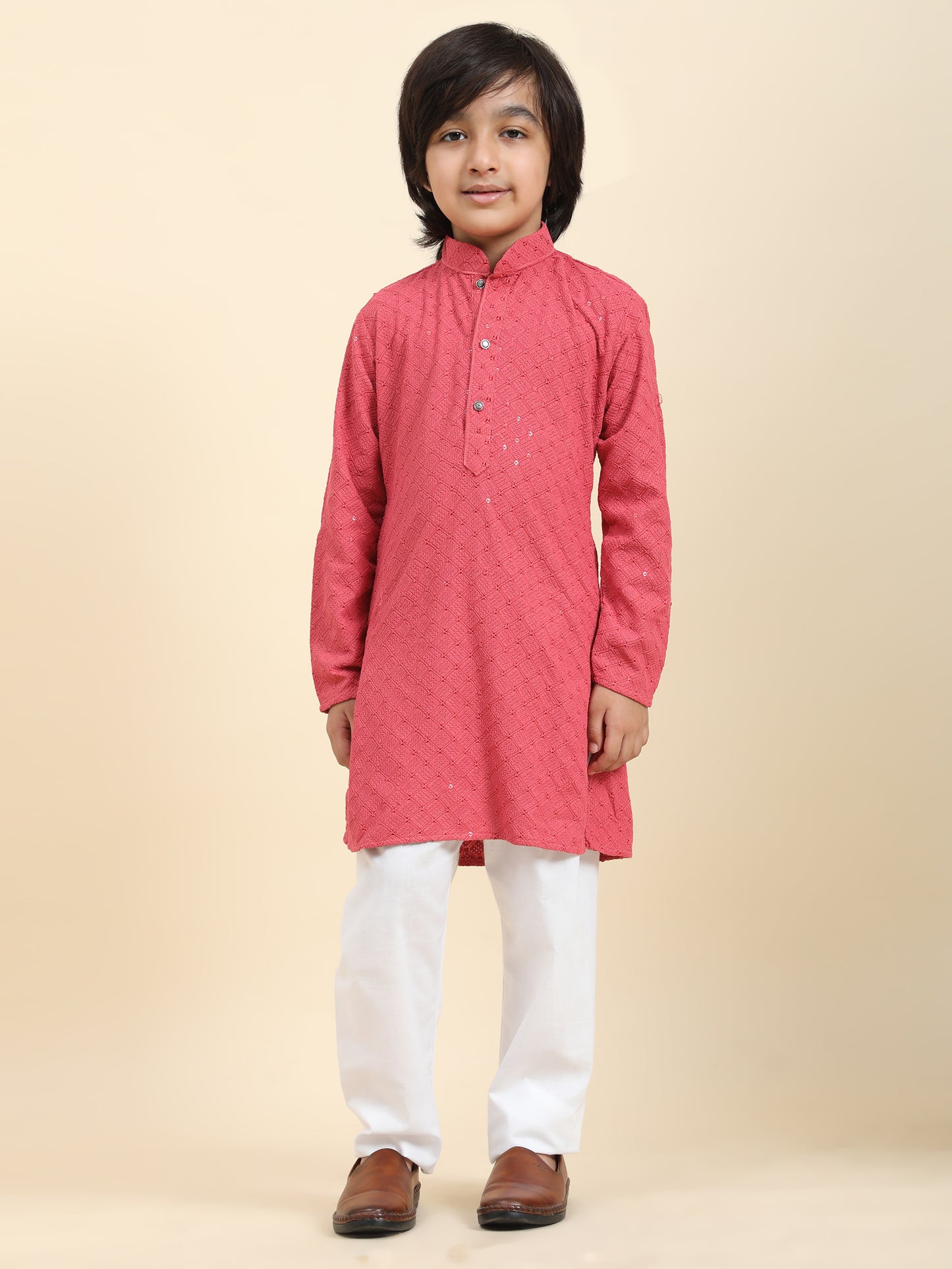 Pro-Ethic Style Developer Boys Cotton Kurta Pajama for Kid's Ethnic Wear | Cotton Kurta Pajama (S-227), Pink