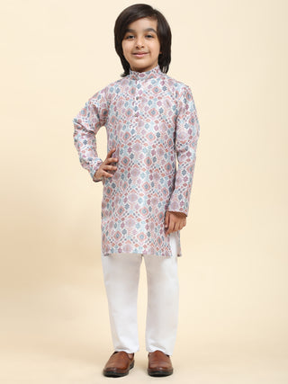 Pro-Ethic Style Developer Boys Silk Kurta Pajama for Kid's Boys Ethnic Wear | Jacquard Silk Kurta Pajama (S-236), Pink