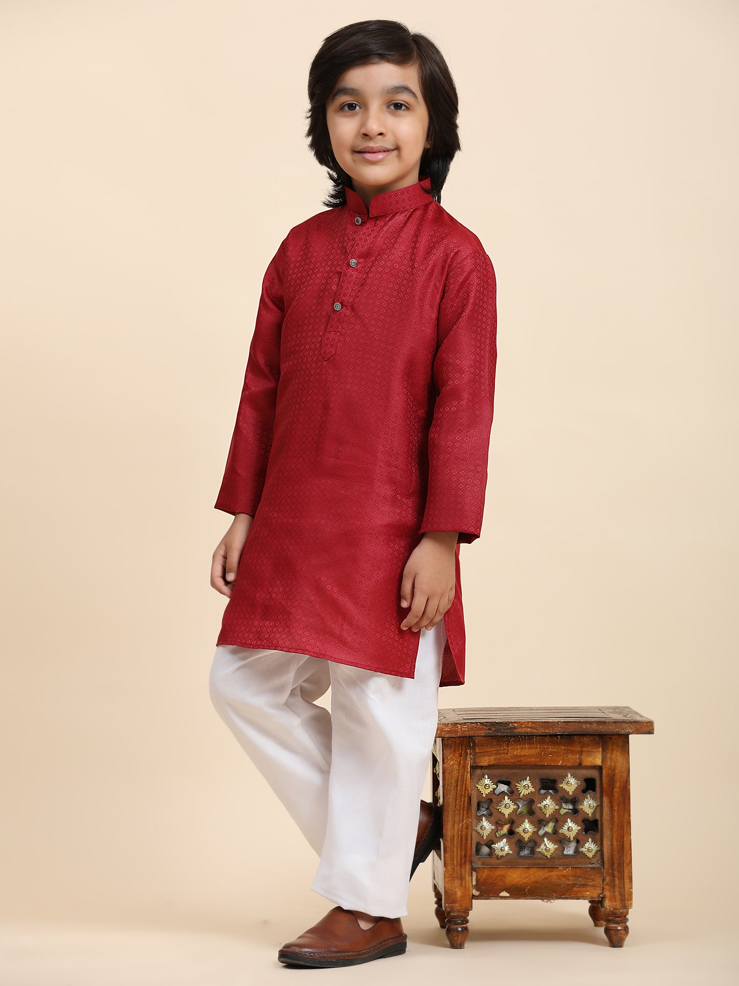 Pro-Ethic Style Developer Boys Maroon Cotton Kurta Pajama for Kid's Ethnic Wear (S-245)