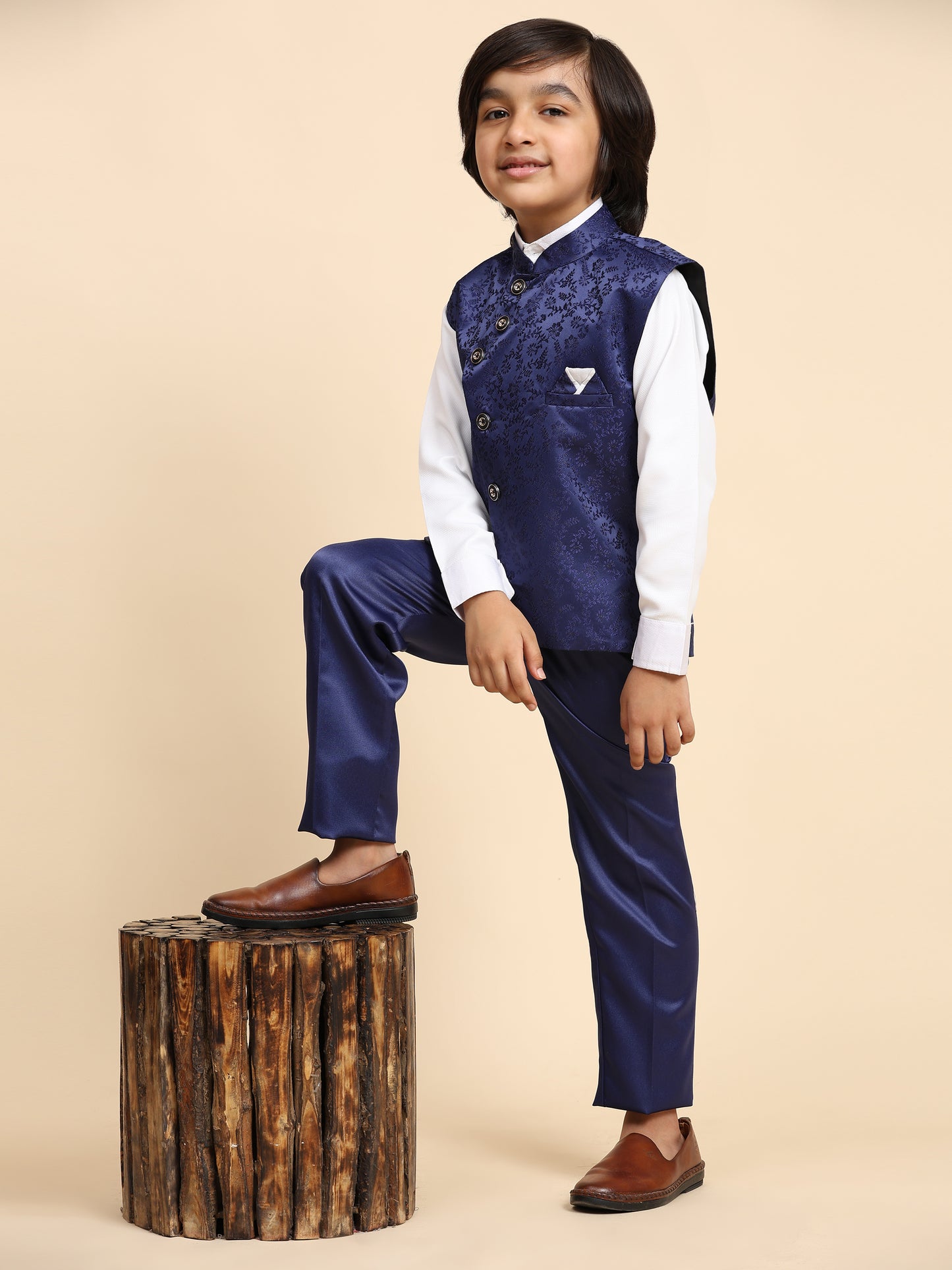 Pro-Ethic Style Developer Boy's 3 Piece Suit Set Cotton Stylish Pattern (T-135) Royal Blue