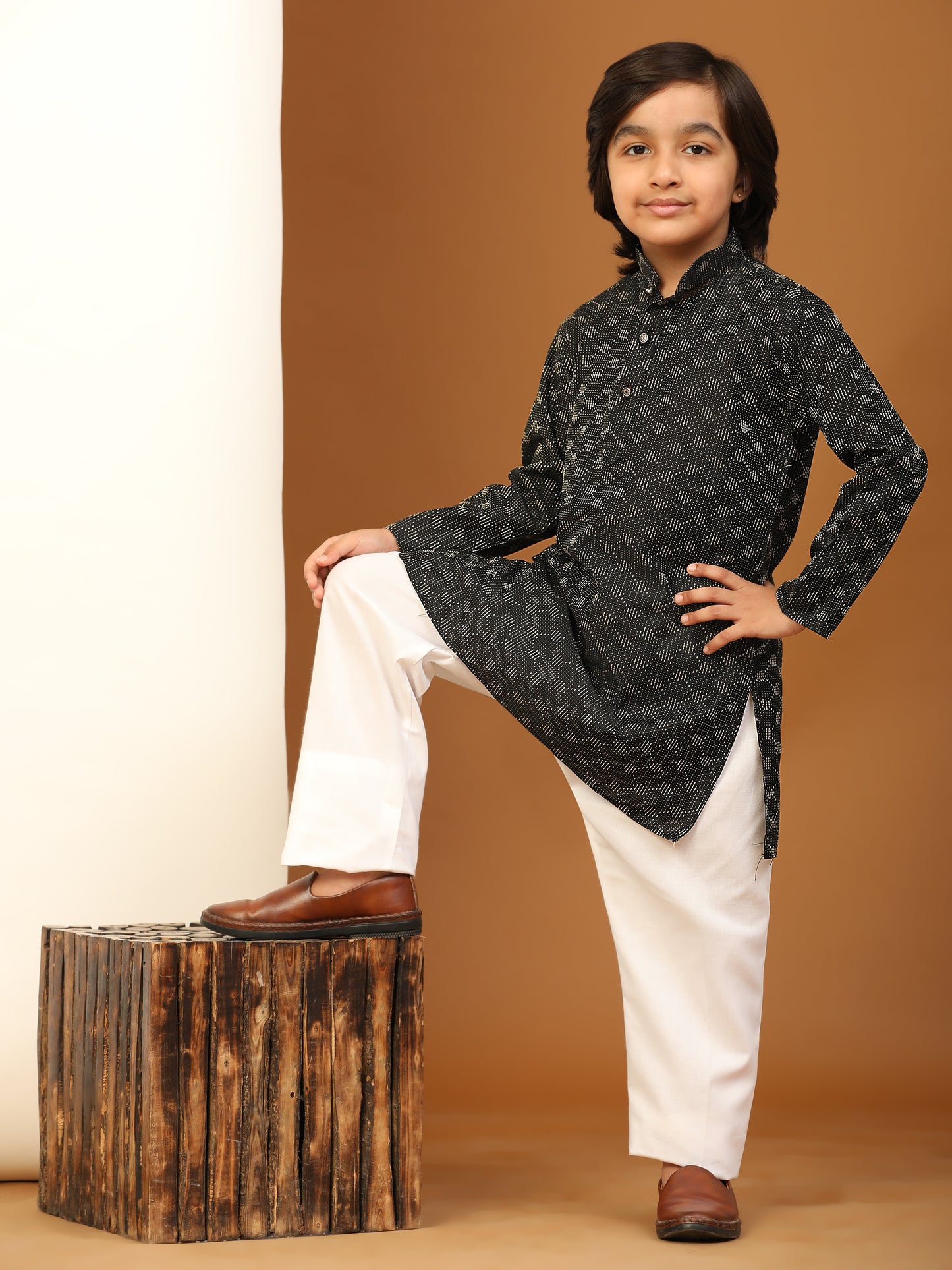 Pro-Ethic Style Developer Boys Cotton Kurta Pajama for Kid's Ethnic Wear (S-244) Black