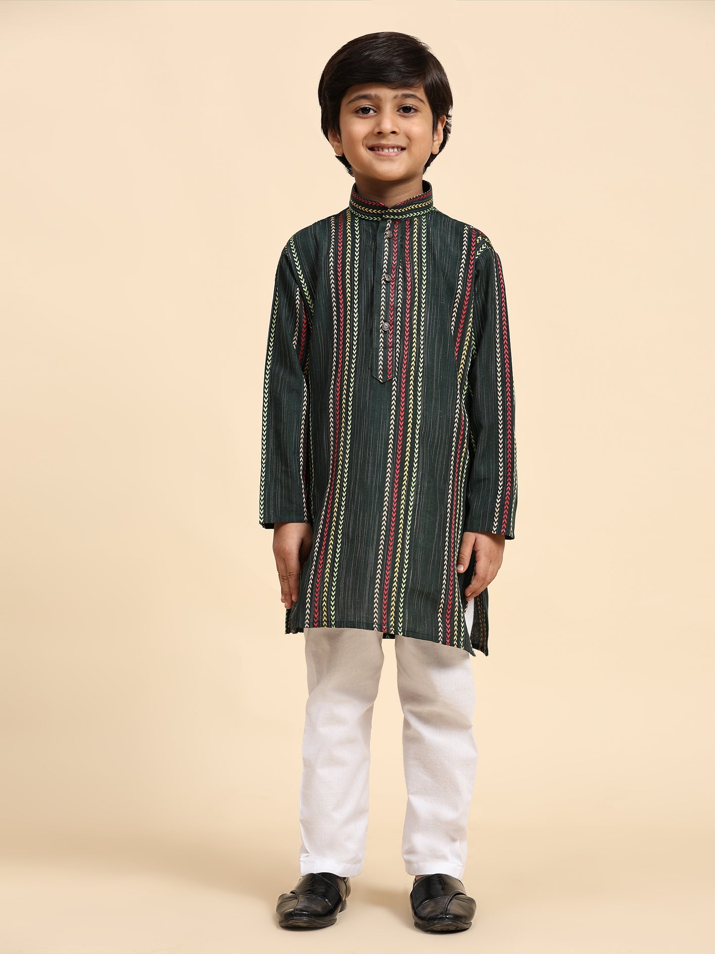 Pro-Ethic Style Developer Boys Cotton Kurta Pajama for Kid's Ethnic Wear | Cotton Kurta Pajama (S-228), Dark Green