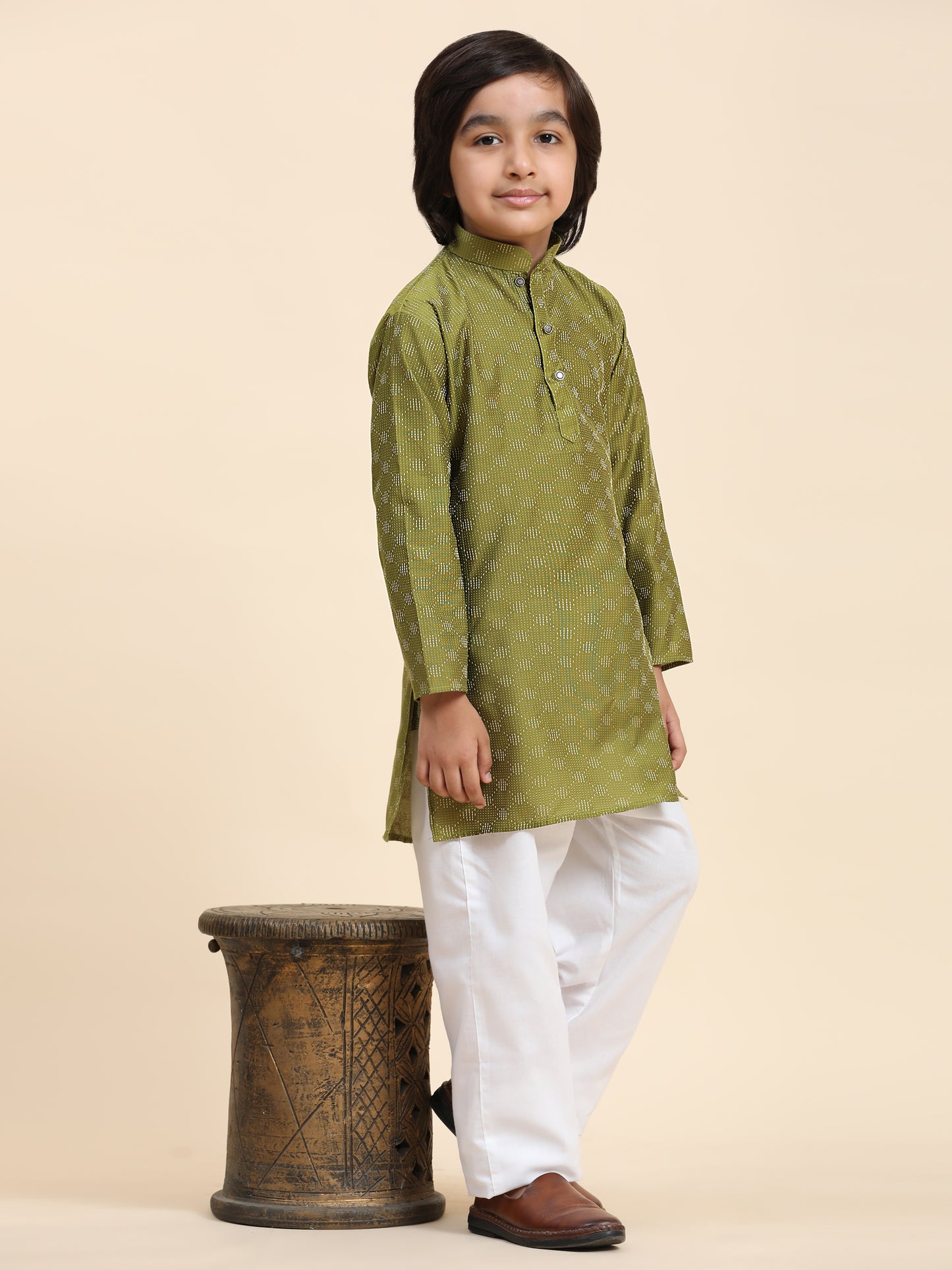 Pro-Ethic Style Developer Boys Cotton Kurta Pajama for Kid's Ethnic Wear (S-244) Green