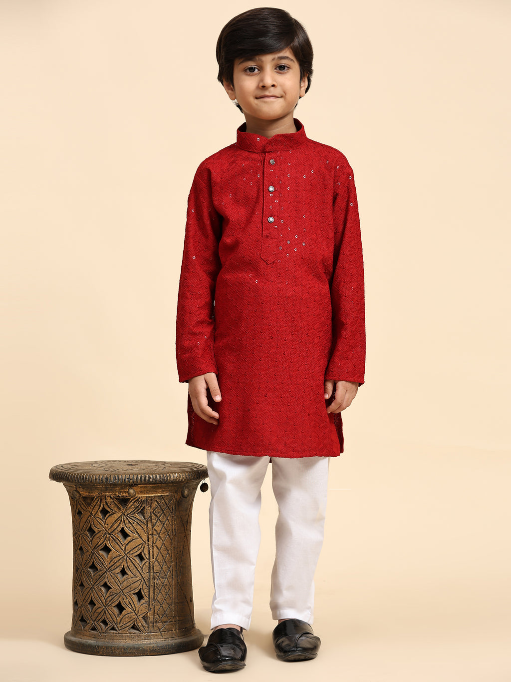 Pro-Ethic Style Developer Boys Cotton Kurta Pajama for Kid's Ethnic Wear | Cotton Kurta Pajama (S-227), Maroon