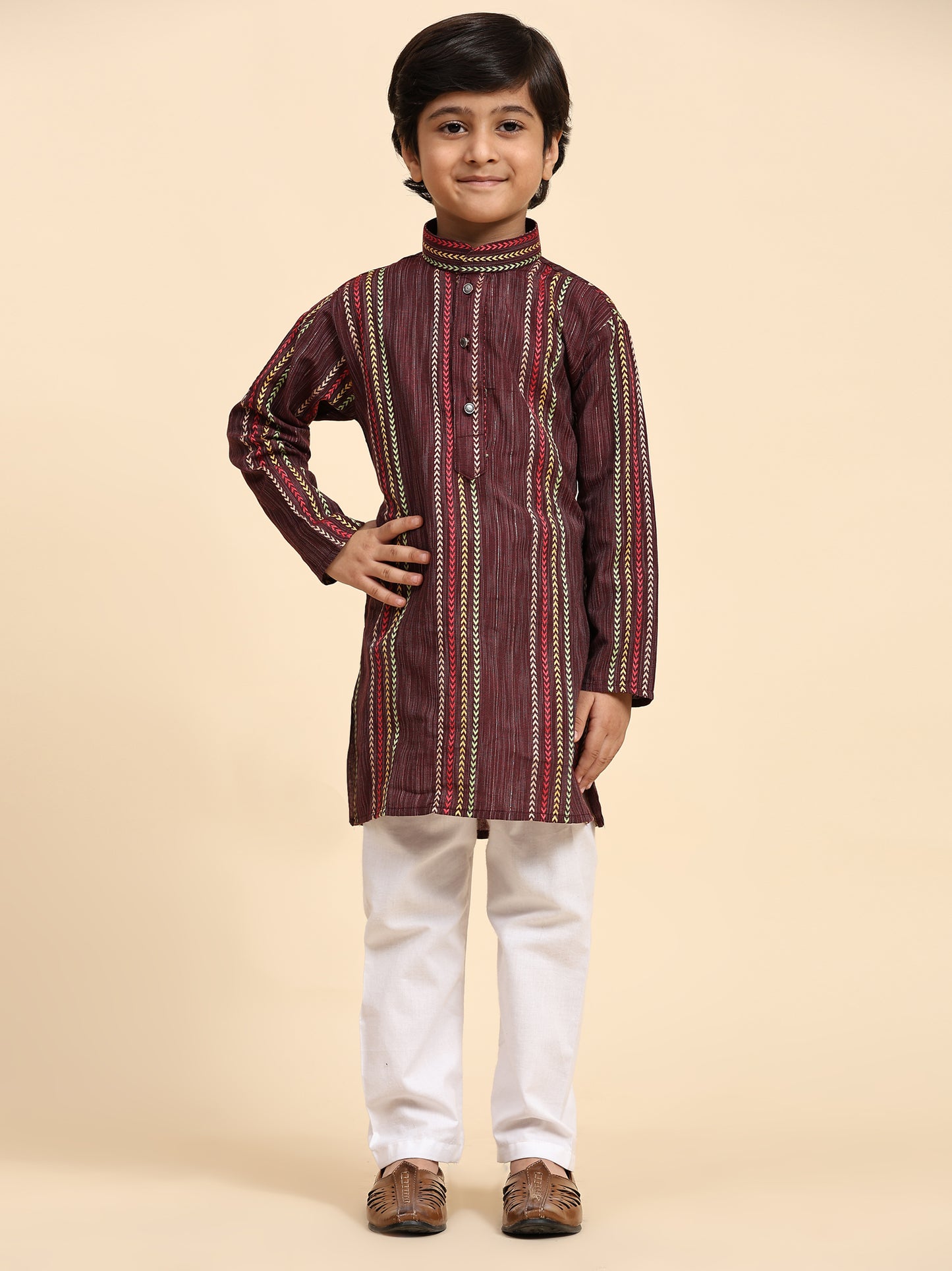 Pro-Ethic Style Developer Boys Cotton Kurta Pajama for Kid's Ethnic Wear | Cotton Kurta Pajama (S-228), Maroon