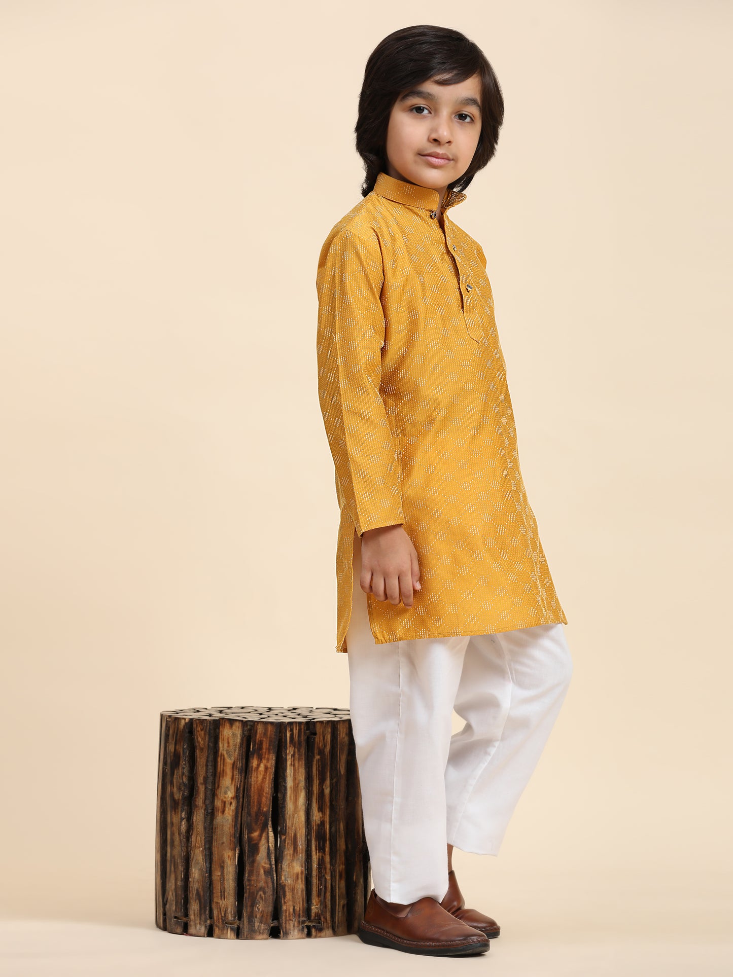 Pro-Ethic Style Developer Boys Cotton Kurta Pajama for Kid's Ethnic Wear (S-244) Mustard