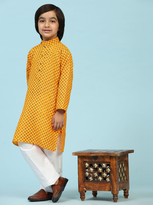 Pro-Ethic Style Developer Boys Cotton Kurta Pajama for Kid's Ethnic Wear | Cotton Kurta Pajama (S-239), Mustard