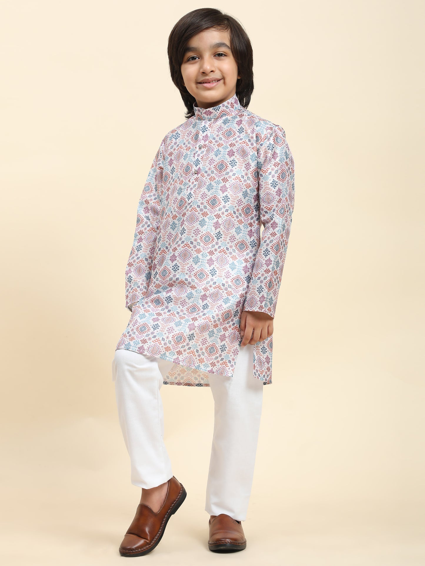 Pro-Ethic Style Developer Boys Silk Kurta Pajama for Kid's Boys Ethnic Wear | Jacquard Silk Kurta Pajama (S-236), Pink