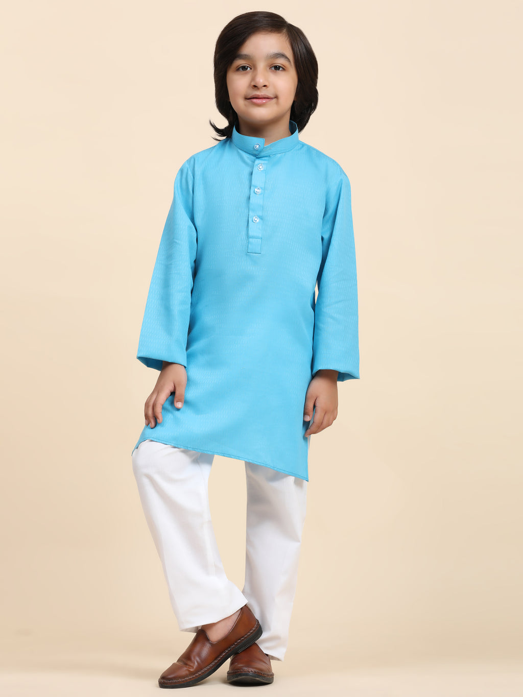 Pro-Ethic Style Developer Firozi Boy's Cotton Self Design Kurta Pyjama for Kids Ethnic Wear (S-241)