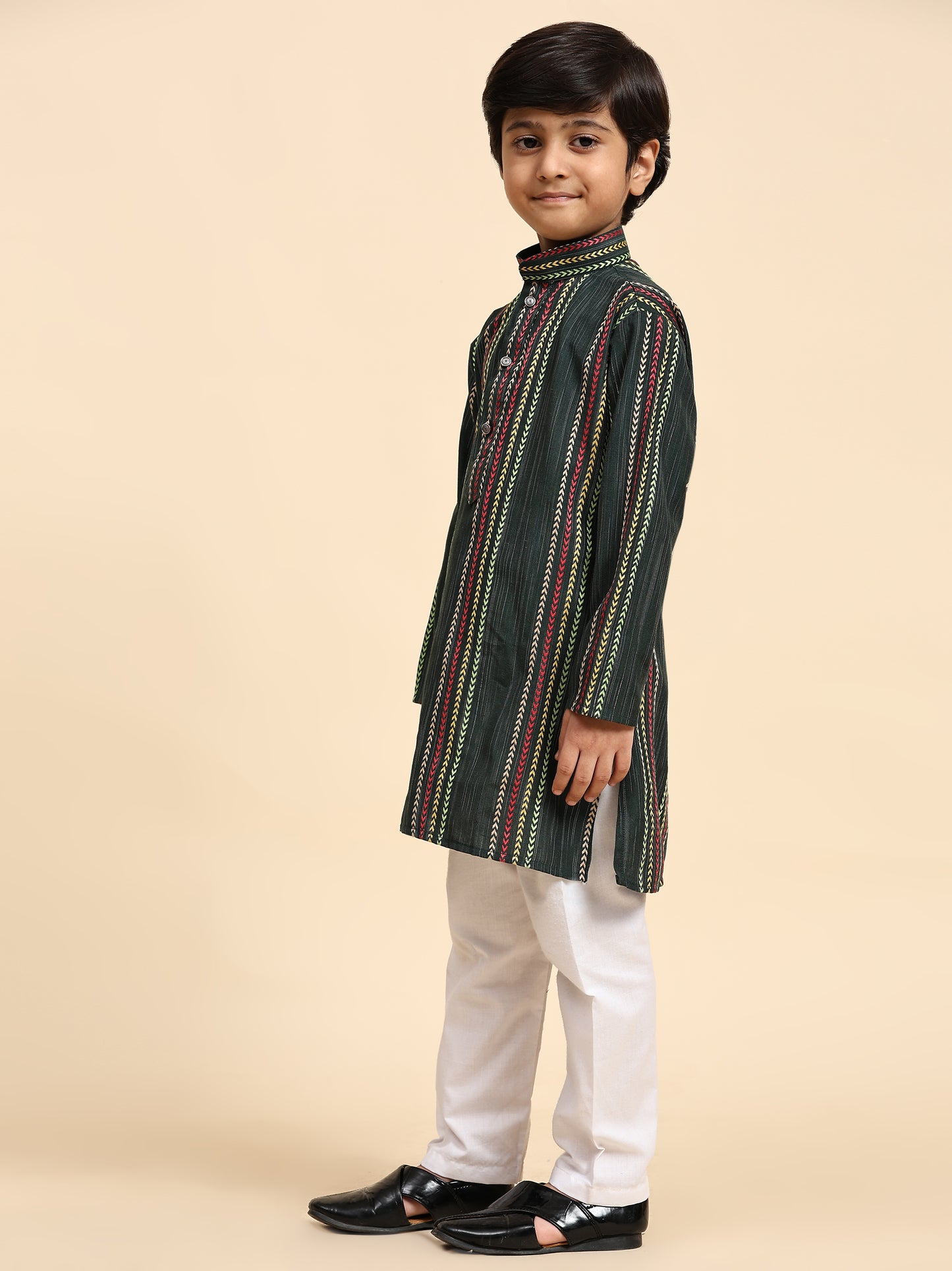 Pro-Ethic Style Developer Boys Cotton Kurta Pajama for Kid's Ethnic Wear | Cotton Kurta Pajama (S-228), Dark Green