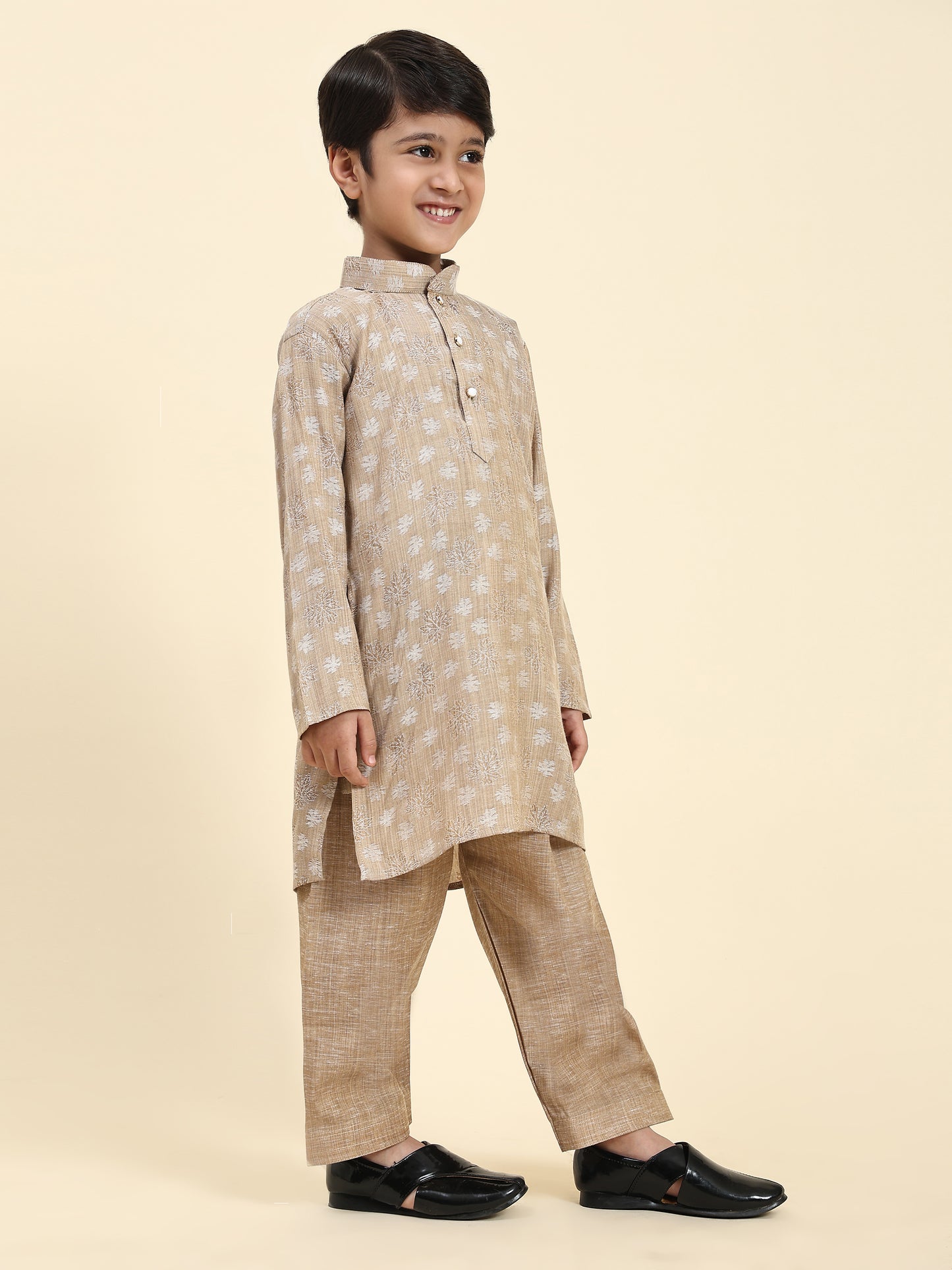 Pro-Ethic Style Developer Boys Cotton Kurta Pajama for Kid's| Traditional Dress for Wedding, Festival (S-218) Brown