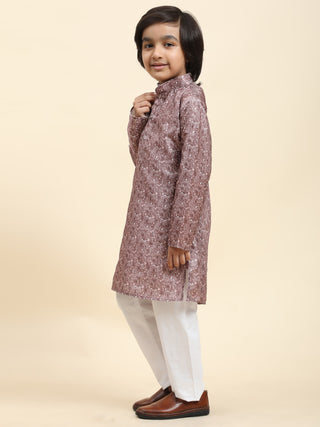 Pro-Ethic Style Developer Boys Silk Kurta Pajama for Kid's Ethnic Wear | Jacquard Silk Kurta Pajama (S-237), Pink
